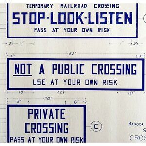 1966 Railroad Bangor Aroostook Crossing Sign Types Blueprint K7 Trains DWDD12